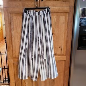 Simple Size Large Striped Open Leg Pant